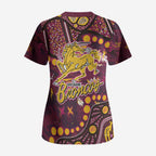 Brisbane Broncos Scrub Top Aboriginal Pattern with Graffiti Style Design