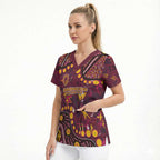 Brisbane Broncos Scrub Top Aboriginal Pattern with Graffiti Style Design
