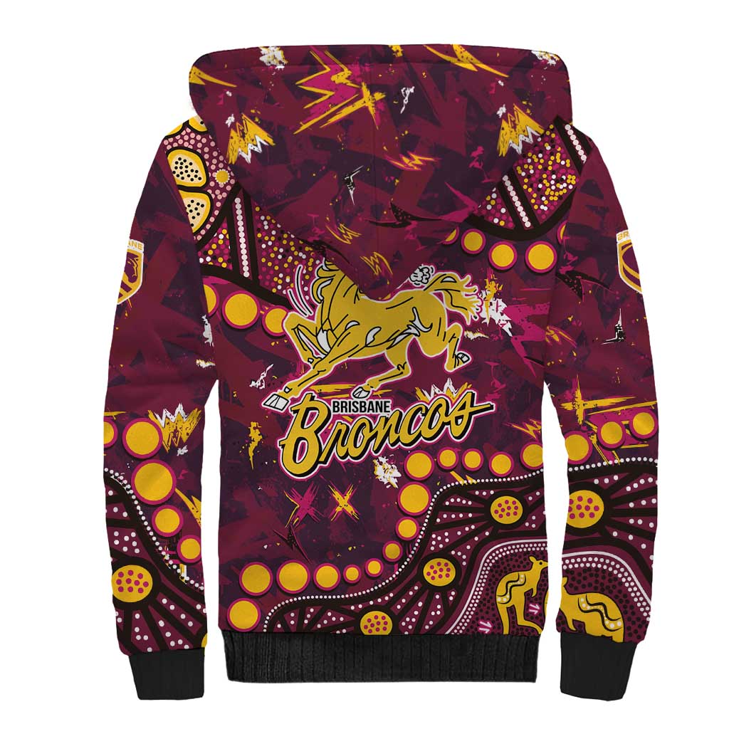 Brisbane Broncos Sherpa Hoodie Aboriginal Pattern with Graffiti Style Design