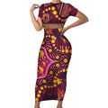 Brisbane Broncos Short Sleeve Bodycon Dress Aboriginal Pattern with Graffiti Style Design