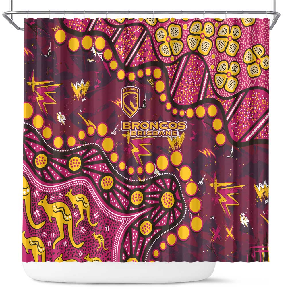 Brisbane Broncos Shower Curtain Aboriginal Pattern with Graffiti Style Design