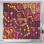 Brisbane Broncos Shower Curtain Aboriginal Pattern with Graffiti Style Design