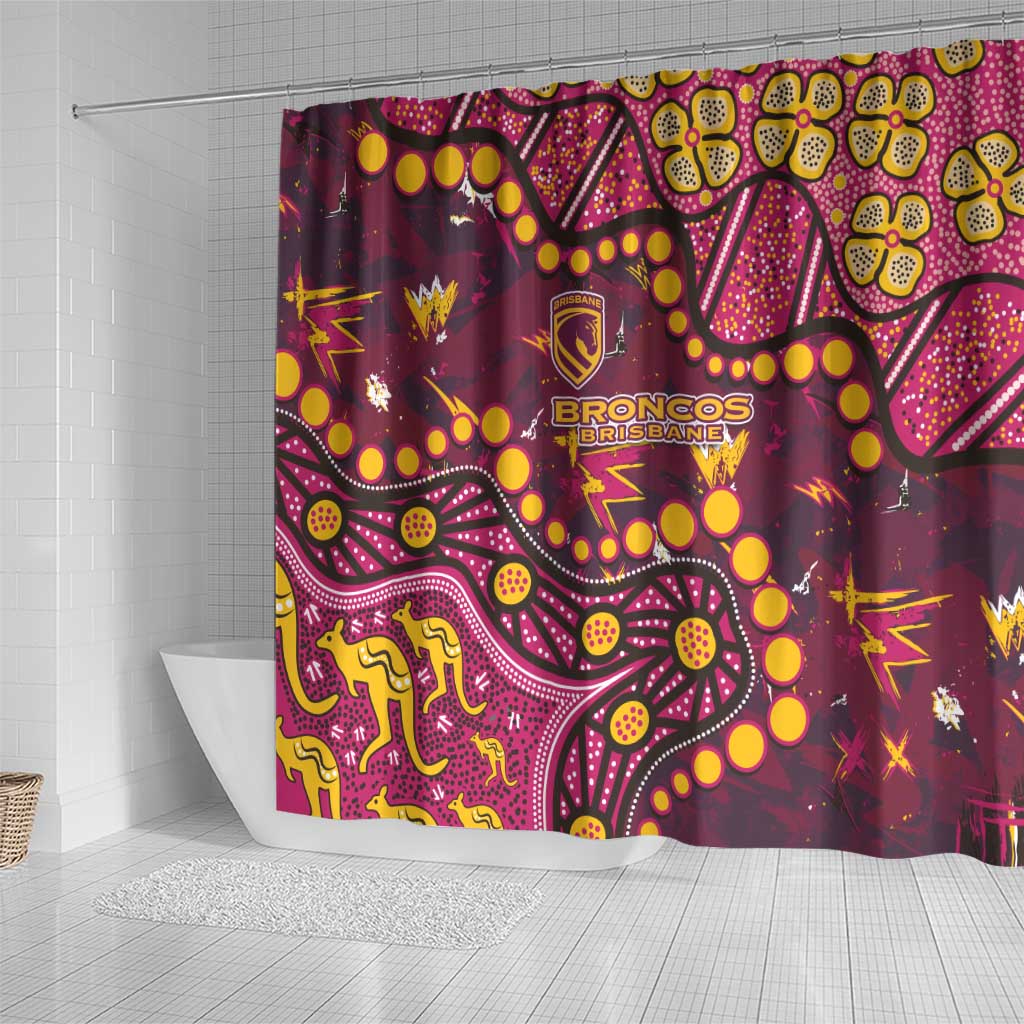 Brisbane Broncos Shower Curtain Aboriginal Pattern with Graffiti Style Design