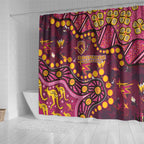 Brisbane Broncos Shower Curtain Aboriginal Pattern with Graffiti Style Design