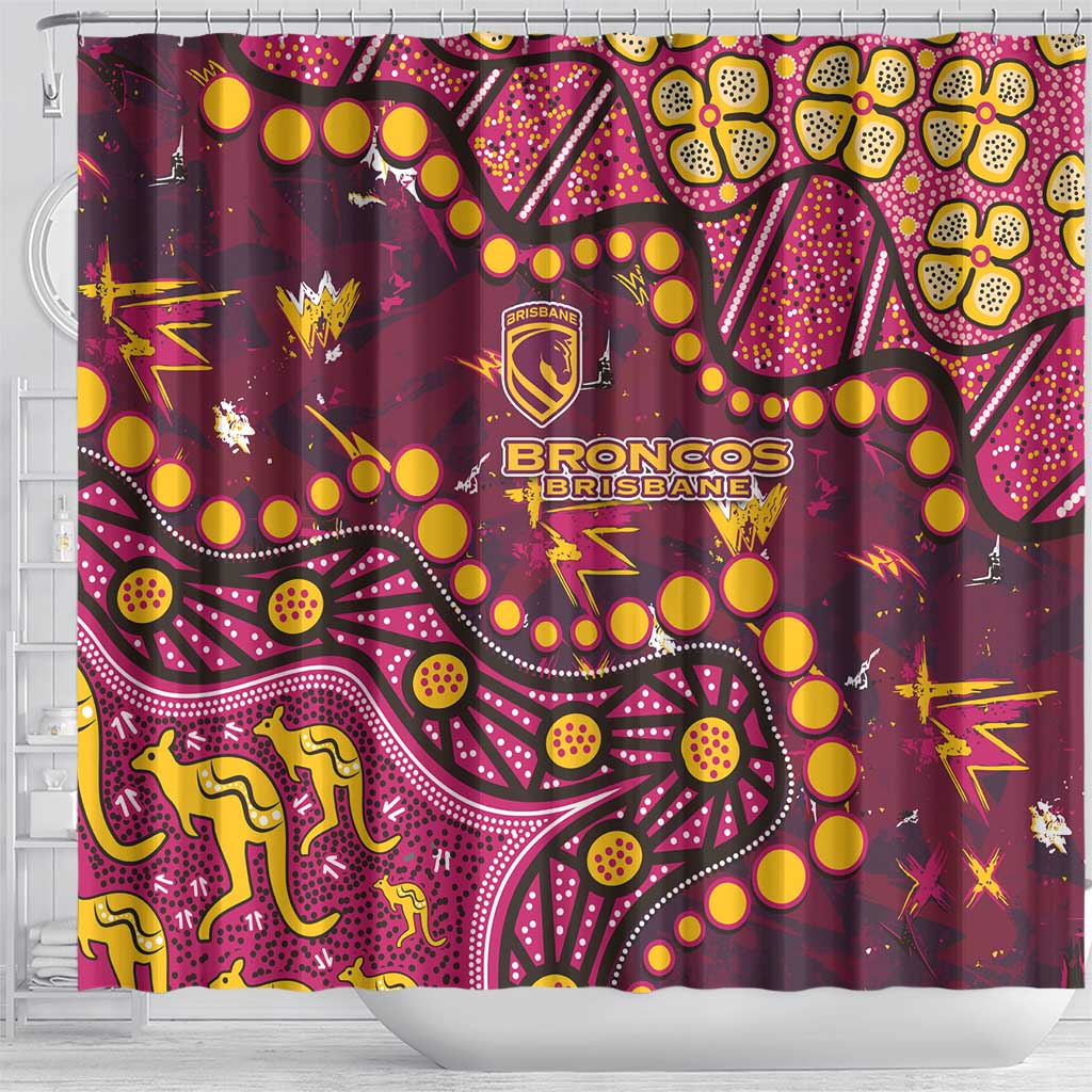 Brisbane Broncos Shower Curtain Aboriginal Pattern with Graffiti Style Design