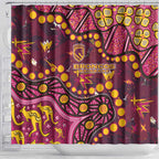 Brisbane Broncos Shower Curtain Aboriginal Pattern with Graffiti Style Design