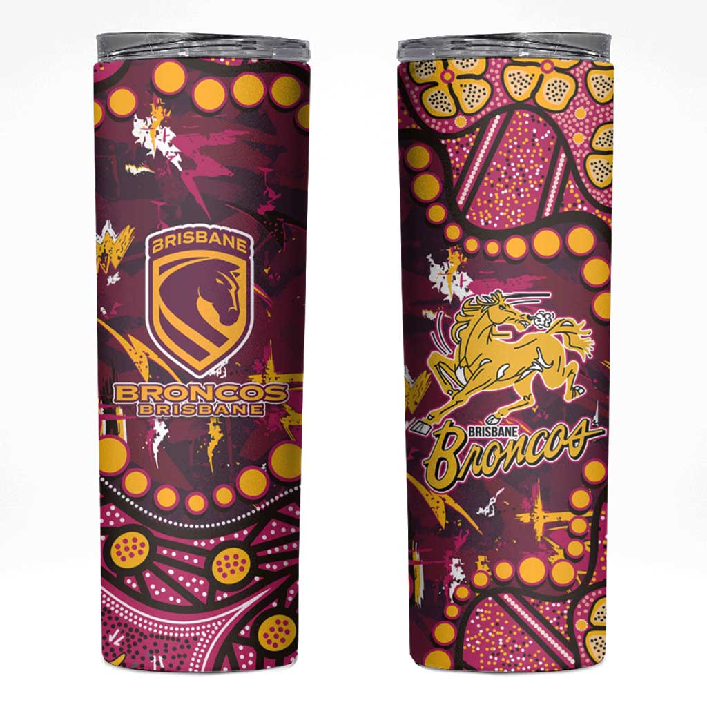 Brisbane Broncos Skinny Tumbler Aboriginal Pattern with Graffiti Style Design