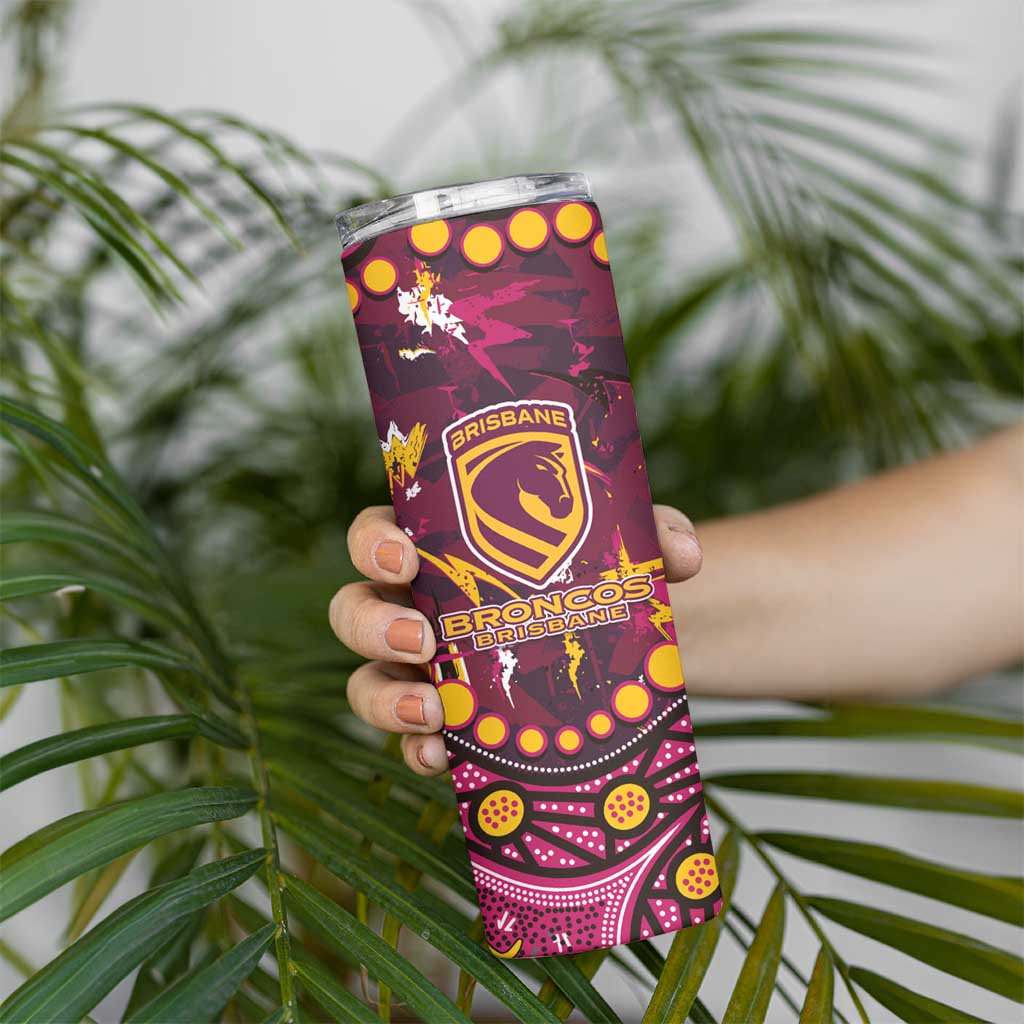 Brisbane Broncos Skinny Tumbler Aboriginal Pattern with Graffiti Style Design