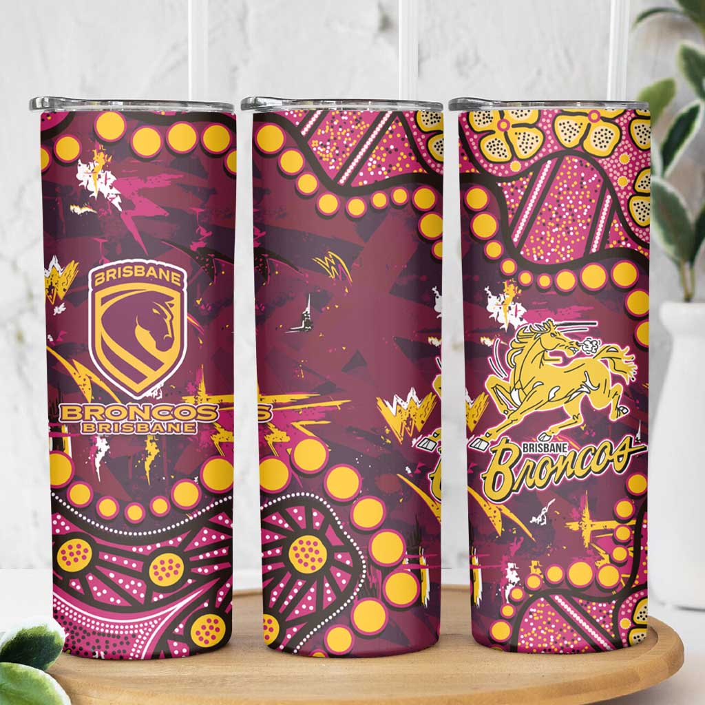 Brisbane Broncos Skinny Tumbler Aboriginal Pattern with Graffiti Style Design