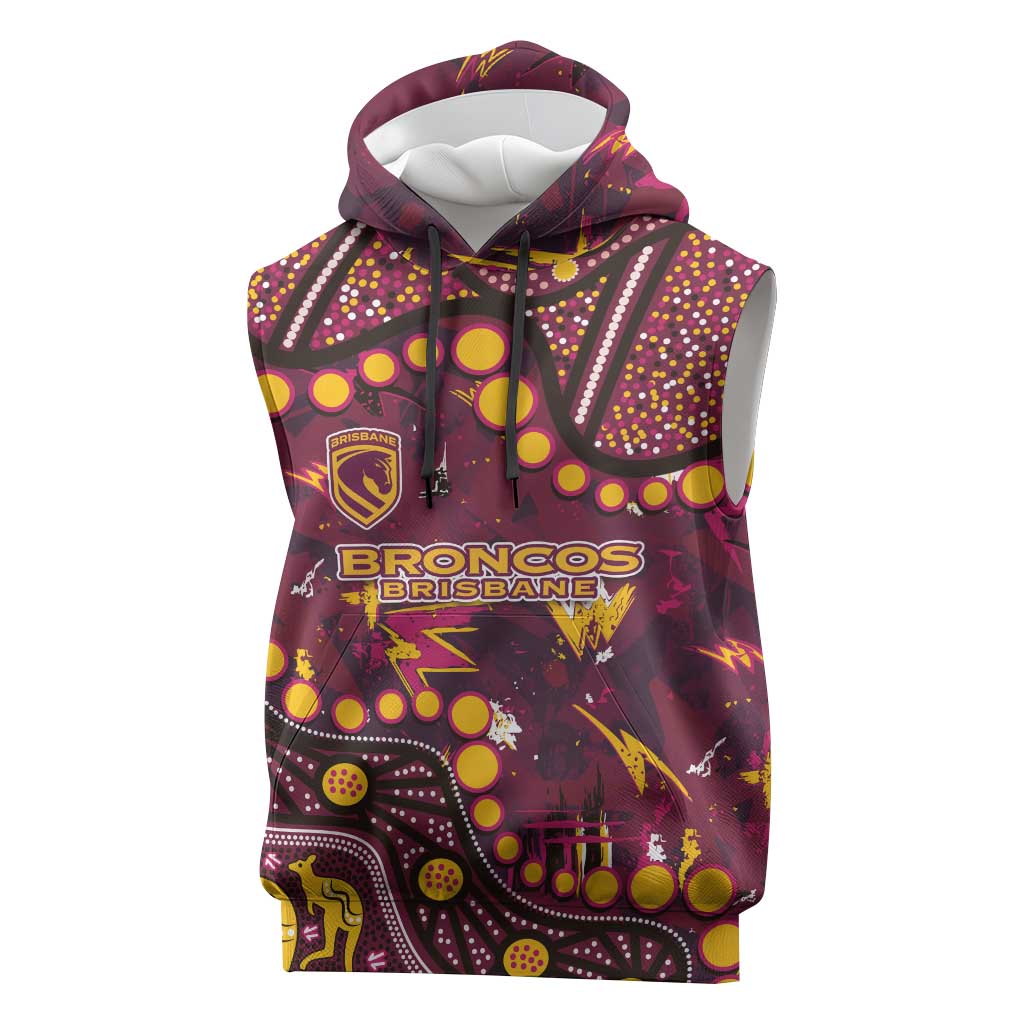 Brisbane Broncos Sleeveless Hoodie Aboriginal Pattern with Graffiti Style Design
