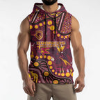 Brisbane Broncos Sleeveless Hoodie Aboriginal Pattern with Graffiti Style Design