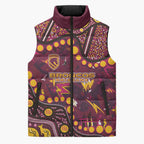 Brisbane Broncos Sleeveless Puffer Jacket Aboriginal Pattern with Graffiti Style Design