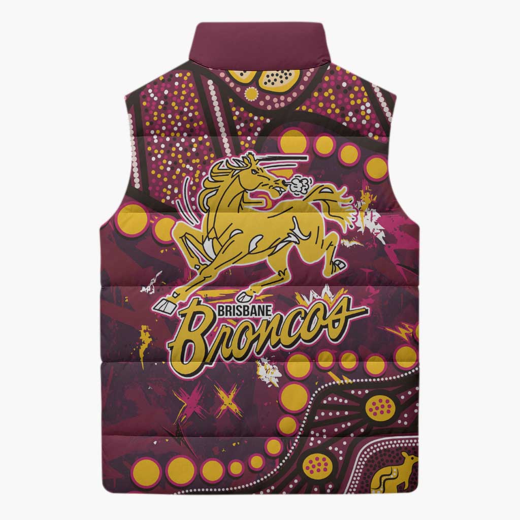Brisbane Broncos Sleeveless Puffer Jacket Aboriginal Pattern with Graffiti Style Design
