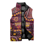 Brisbane Broncos Sleeveless Puffer Jacket Aboriginal Pattern with Graffiti Style Design