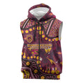 Brisbane Broncos Sleeveless Zip Hoodie Aboriginal Pattern with Graffiti Style Design