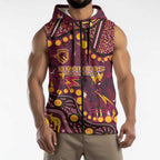 Brisbane Broncos Sleeveless Zip Hoodie Aboriginal Pattern with Graffiti Style Design
