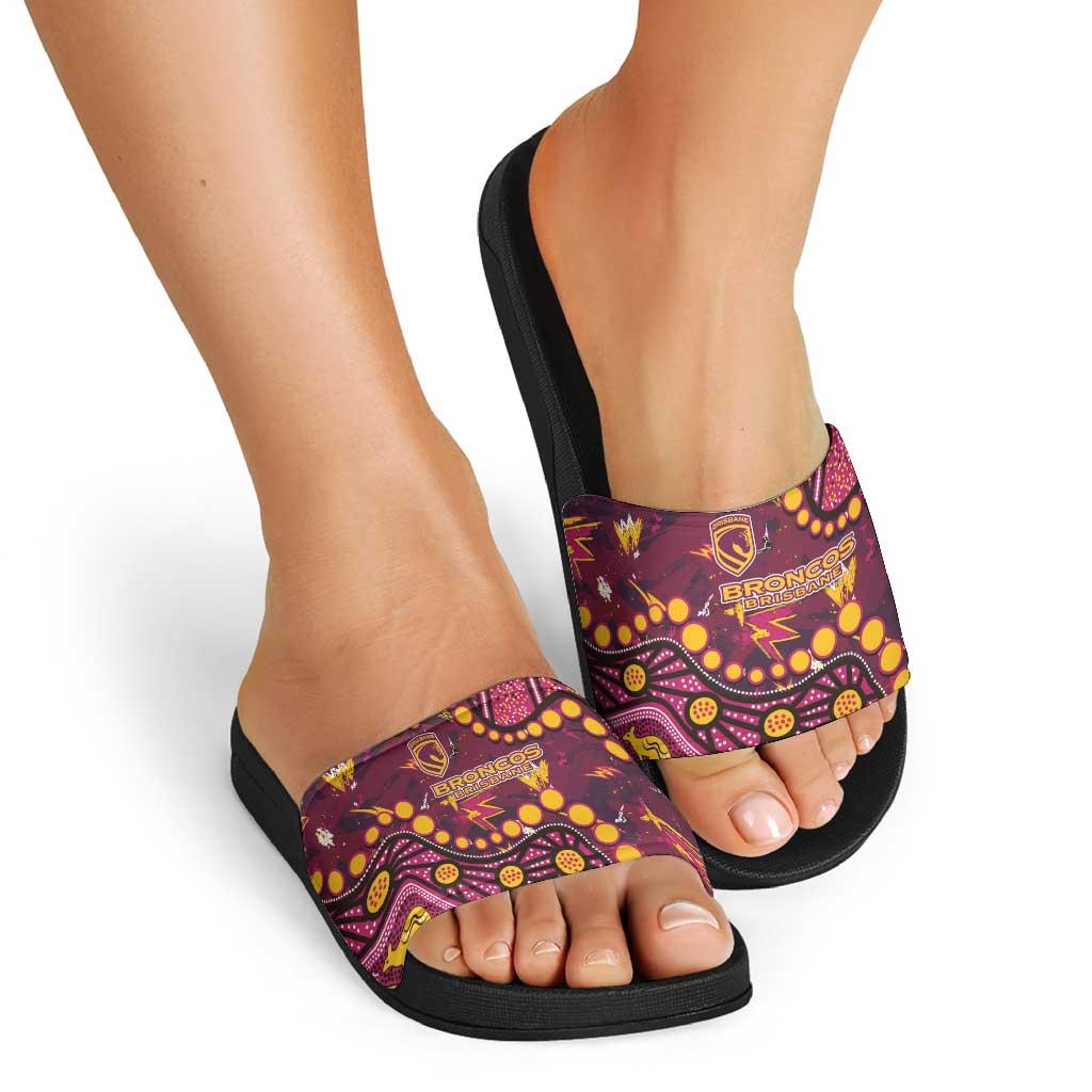Brisbane Broncos Slide Sandals Aboriginal Pattern with Graffiti Style Design