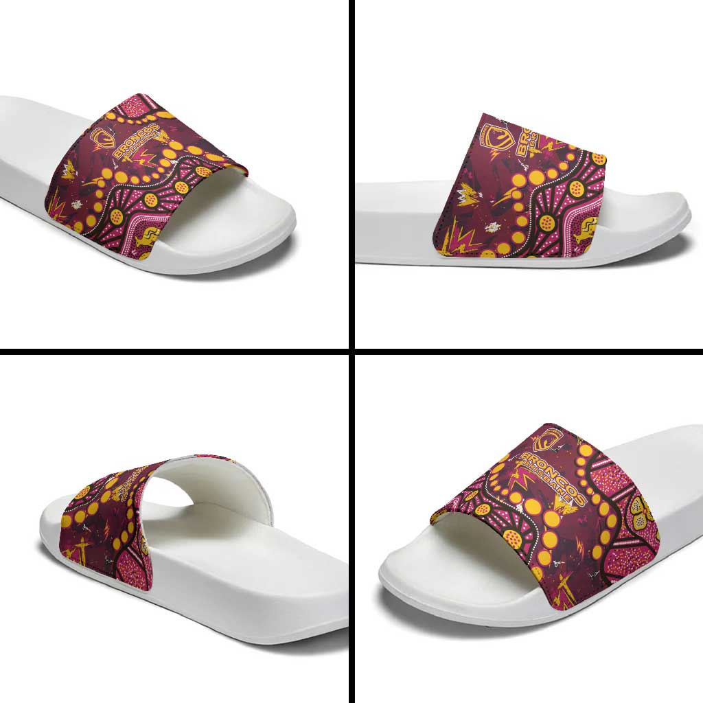Brisbane Broncos Slide Sandals Aboriginal Pattern with Graffiti Style Design