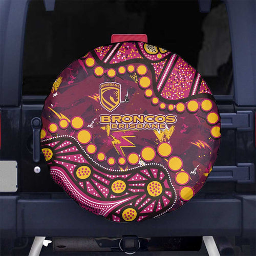 Brisbane Broncos Spare Tire Cover Aboriginal Pattern with Graffiti Style Design
