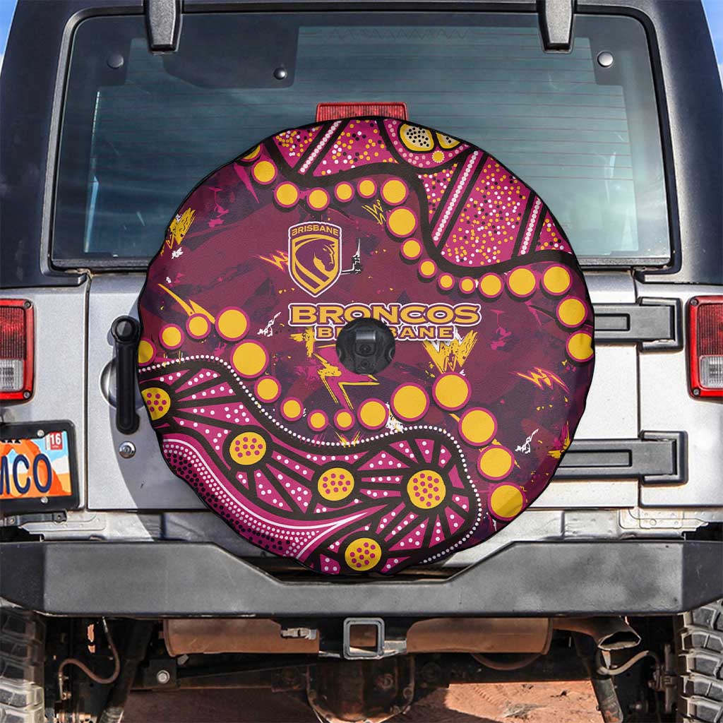 Brisbane Broncos Spare Tire Cover Aboriginal Pattern with Graffiti Style Design