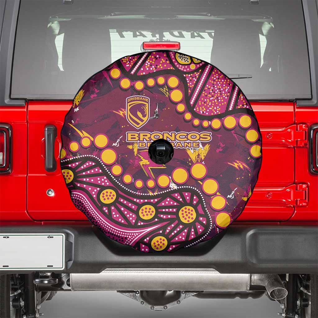Brisbane Broncos Spare Tire Cover Aboriginal Pattern with Graffiti Style Design