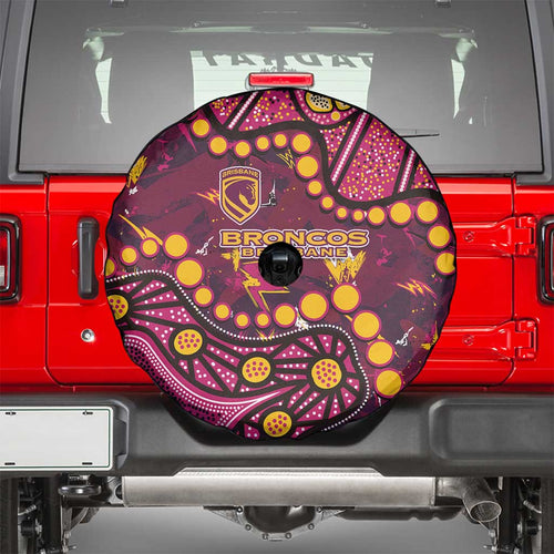 Brisbane Broncos Spare Tire Cover Aboriginal Pattern with Graffiti Style Design