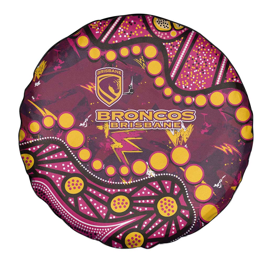 Brisbane Broncos Spare Tire Cover Aboriginal Pattern with Graffiti Style Design