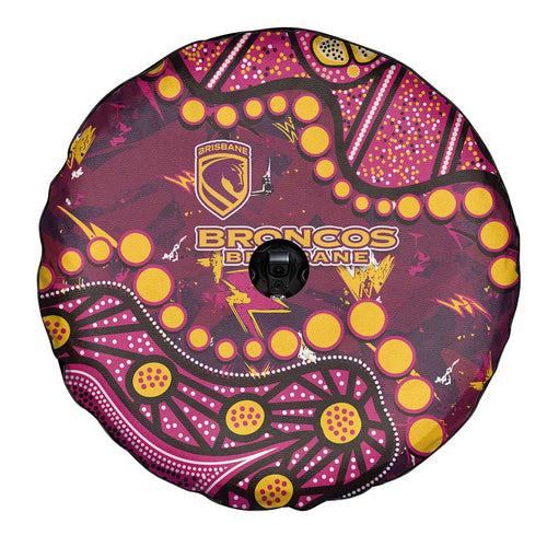 Brisbane Broncos Spare Tire Cover Aboriginal Pattern with Graffiti Style Design