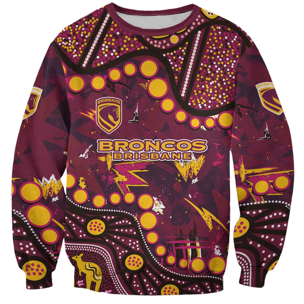 Brisbane Broncos Sweatshirt Aboriginal Pattern with Graffiti Style Design