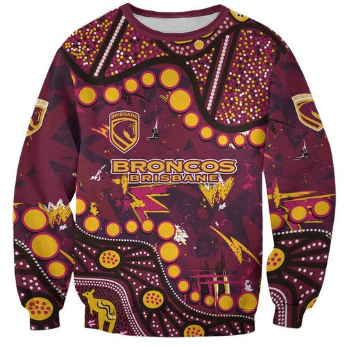 Brisbane Broncos Sweatshirt Aboriginal Pattern with Graffiti Style Design