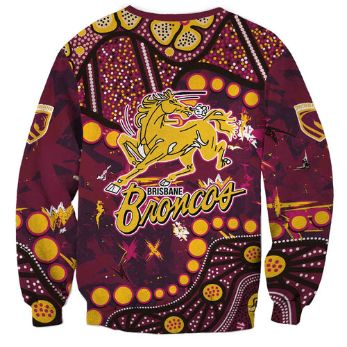 Brisbane Broncos Sweatshirt Aboriginal Pattern with Graffiti Style Design
