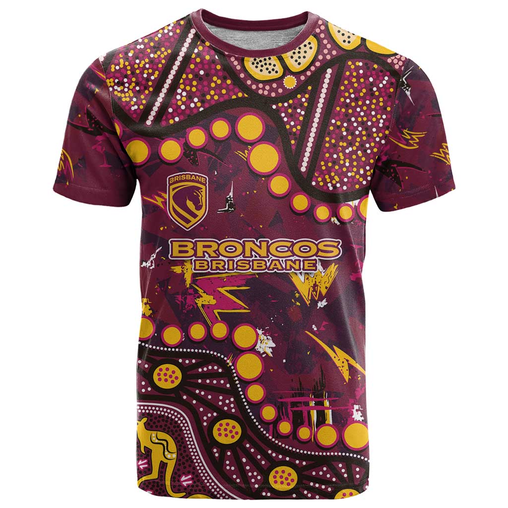 Brisbane Broncos T Shirt Aboriginal Pattern with Graffiti Style Design