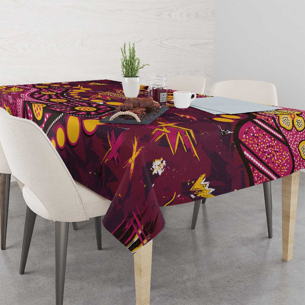 Brisbane Broncos Tablecloth Aboriginal Pattern with Graffiti Style Design