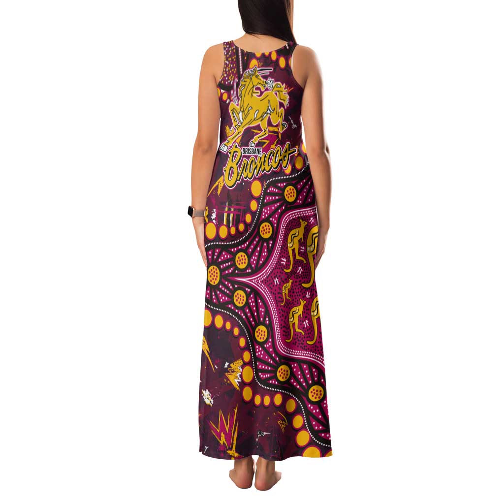 Brisbane Broncos Tank Maxi Dress Aboriginal Pattern with Graffiti Style Design