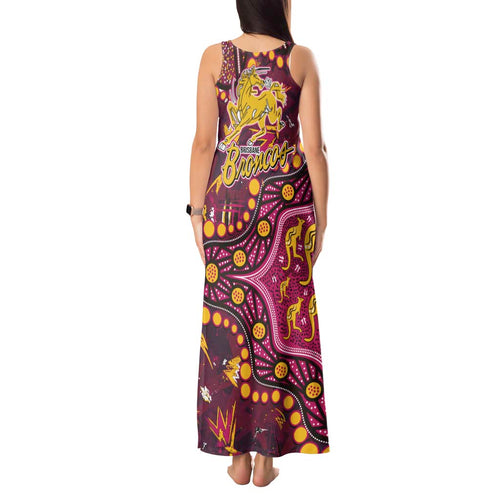 Brisbane Broncos Tank Maxi Dress Aboriginal Pattern with Graffiti Style Design