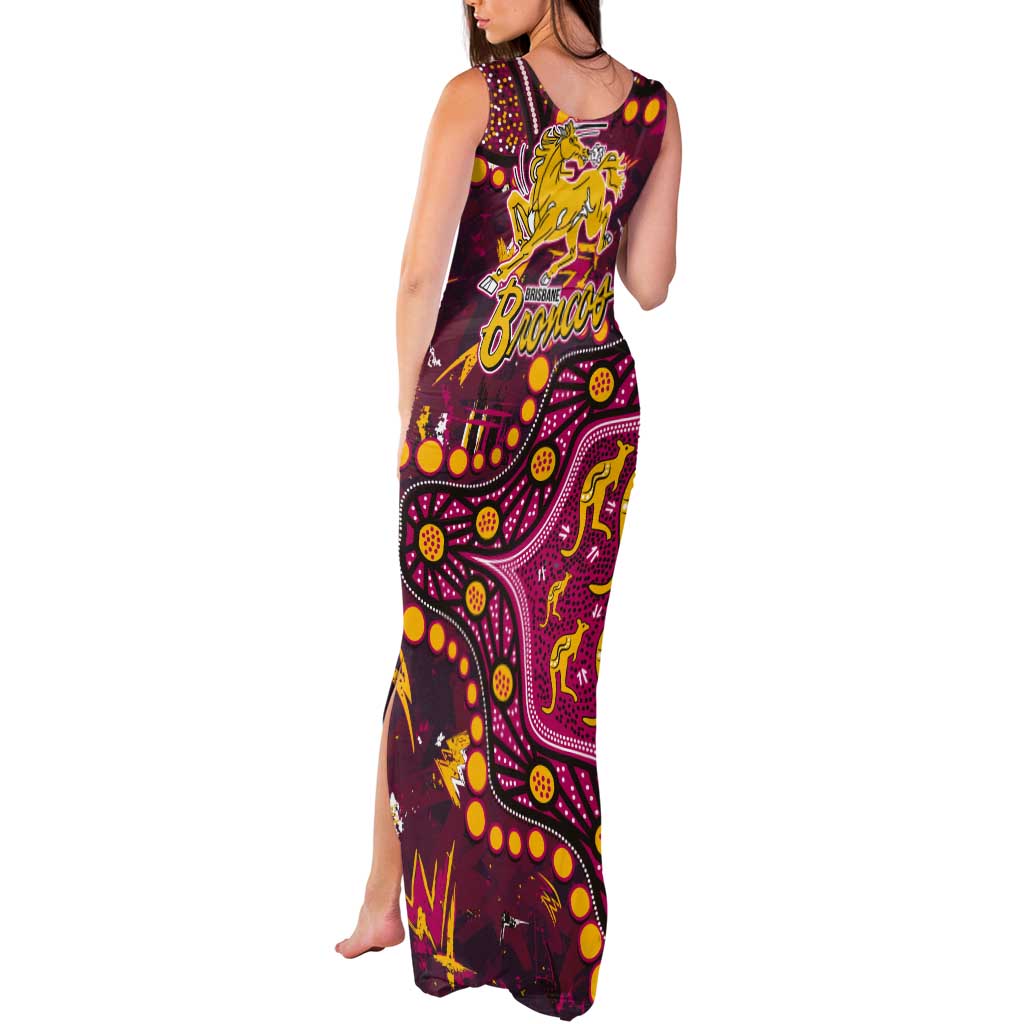 Brisbane Broncos Tank Maxi Dress Aboriginal Pattern with Graffiti Style Design