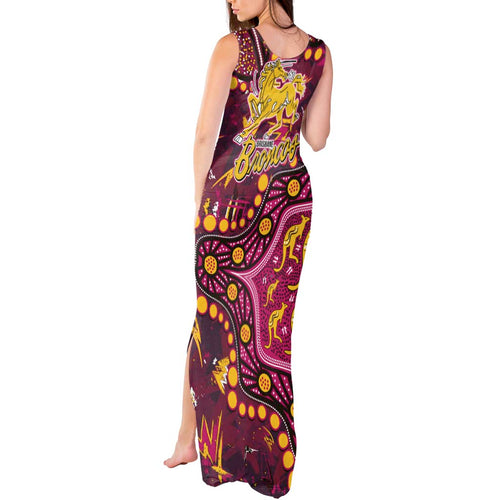 Brisbane Broncos Tank Maxi Dress Aboriginal Pattern with Graffiti Style Design