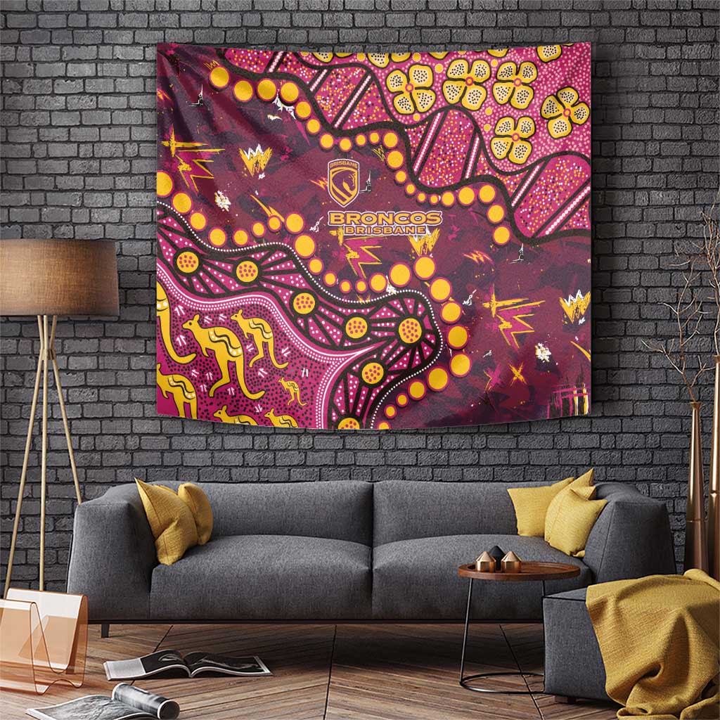 Brisbane Broncos Tapestry Aboriginal Pattern with Graffiti Style Design