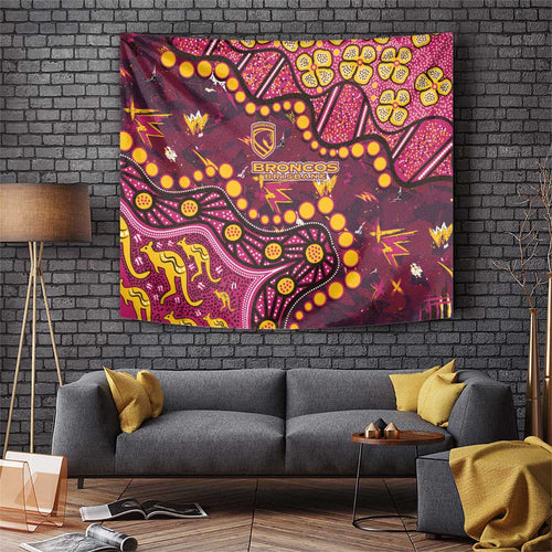 Brisbane Broncos Tapestry Aboriginal Pattern with Graffiti Style Design