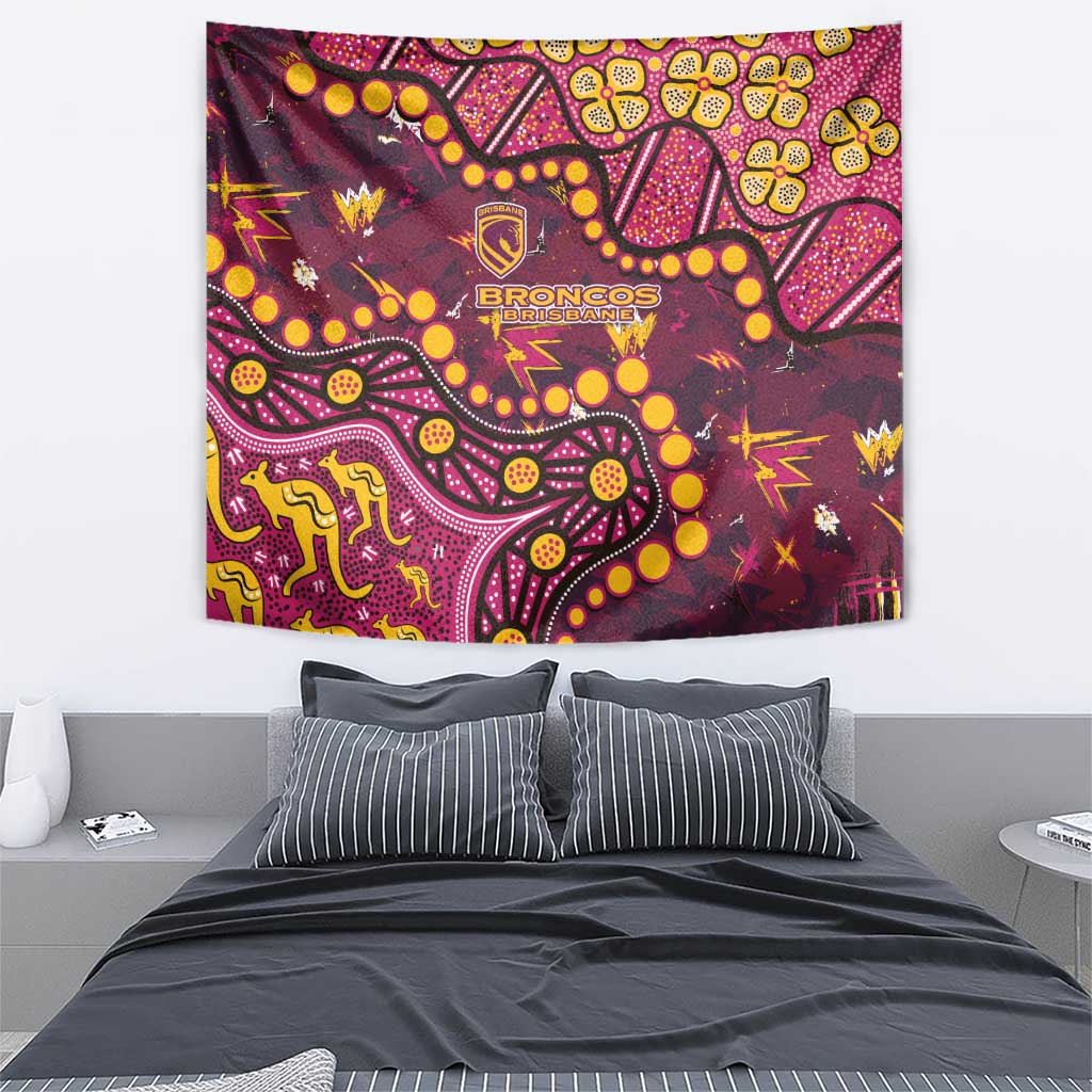 Brisbane Broncos Tapestry Aboriginal Pattern with Graffiti Style Design