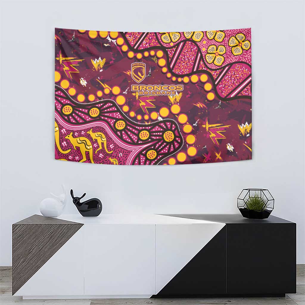 Brisbane Broncos Tapestry Aboriginal Pattern with Graffiti Style Design