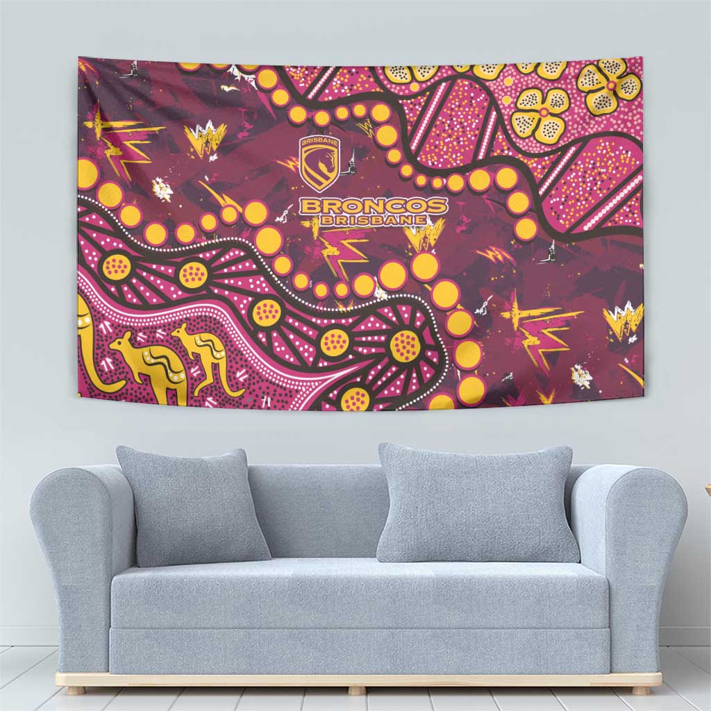 Brisbane Broncos Tapestry Aboriginal Pattern with Graffiti Style Design