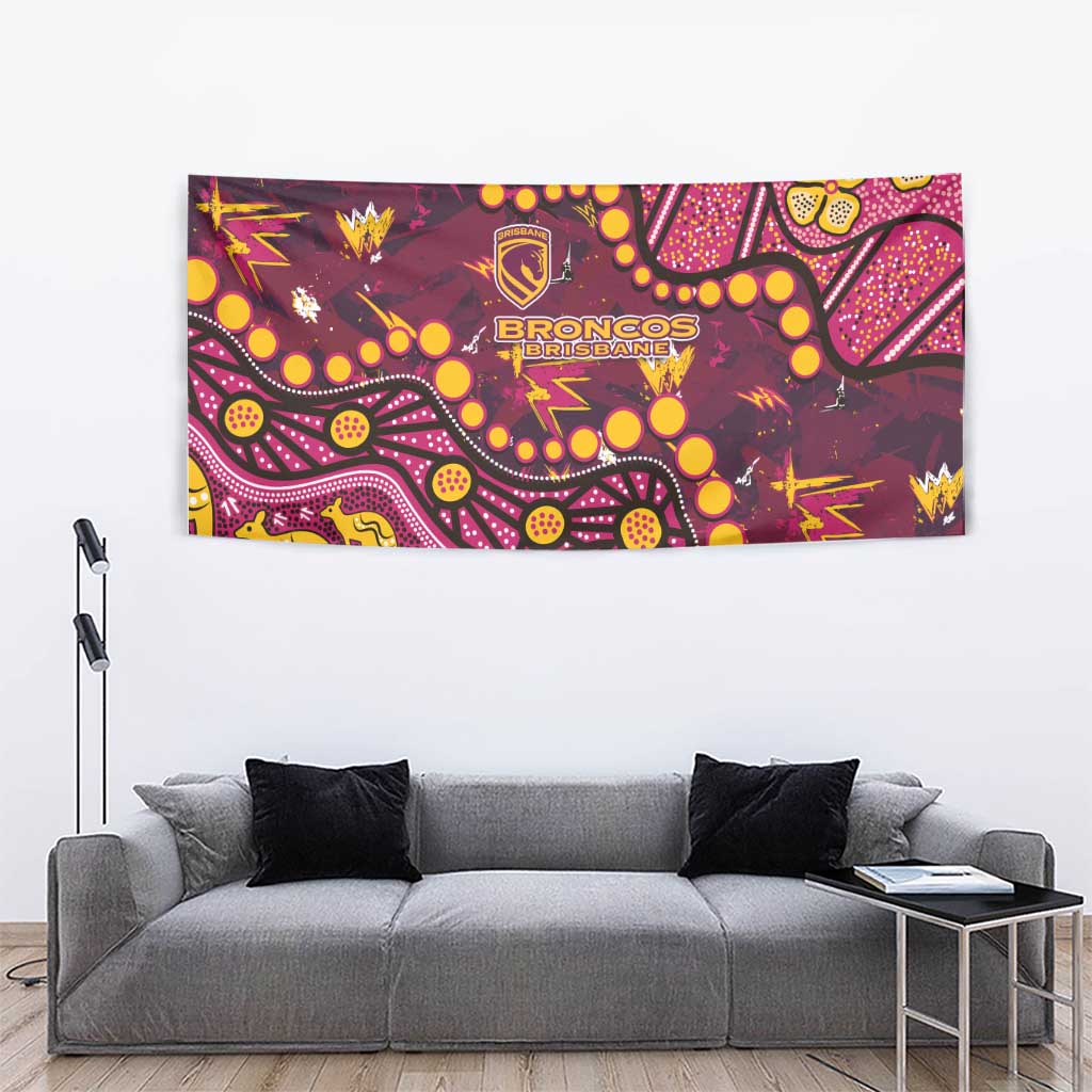Brisbane Broncos Tapestry Aboriginal Pattern with Graffiti Style Design