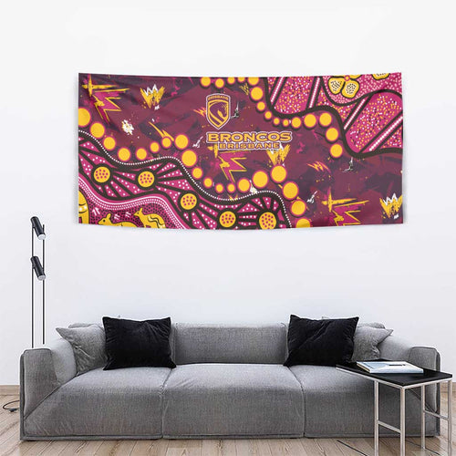 Brisbane Broncos Tapestry Aboriginal Pattern with Graffiti Style Design