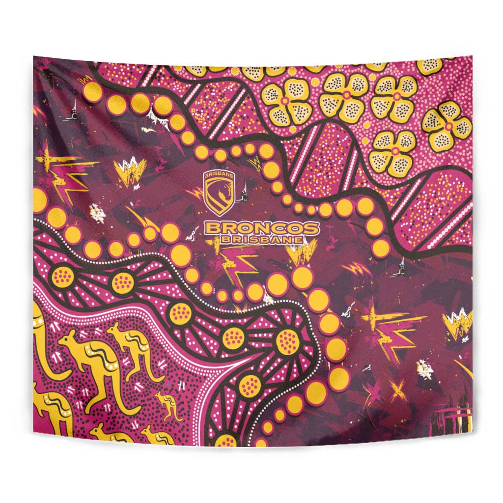 Brisbane Broncos Tapestry Aboriginal Pattern with Graffiti Style Design
