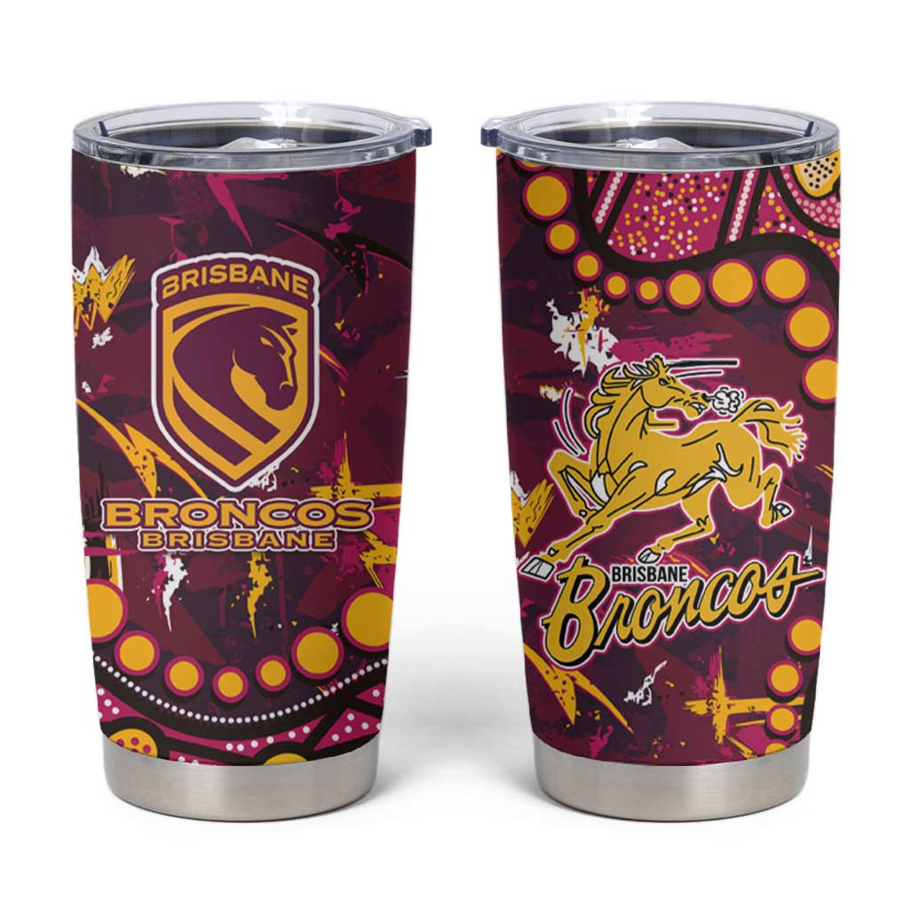 Brisbane Broncos Tumbler Cup Aboriginal Pattern with Graffiti Style Design