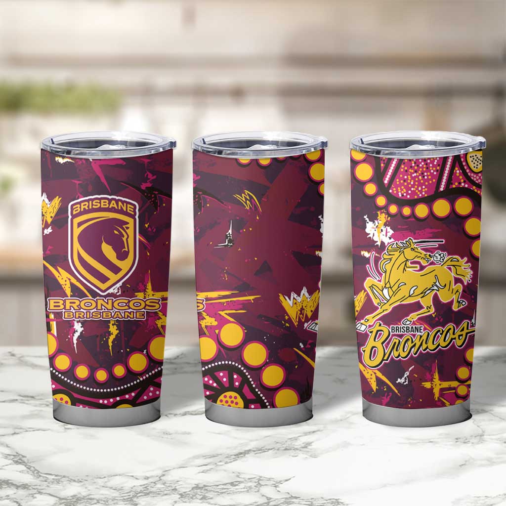 Brisbane Broncos Tumbler Cup Aboriginal Pattern with Graffiti Style Design