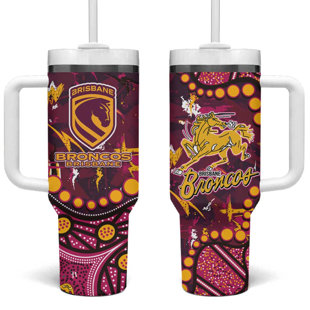 Brisbane Broncos Tumbler With Handle Aboriginal Pattern with Graffiti Style Design