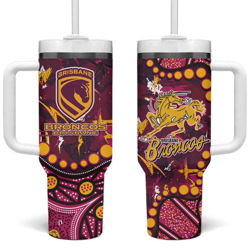 Brisbane Broncos Tumbler With Handle Aboriginal Pattern with Graffiti Style Design
