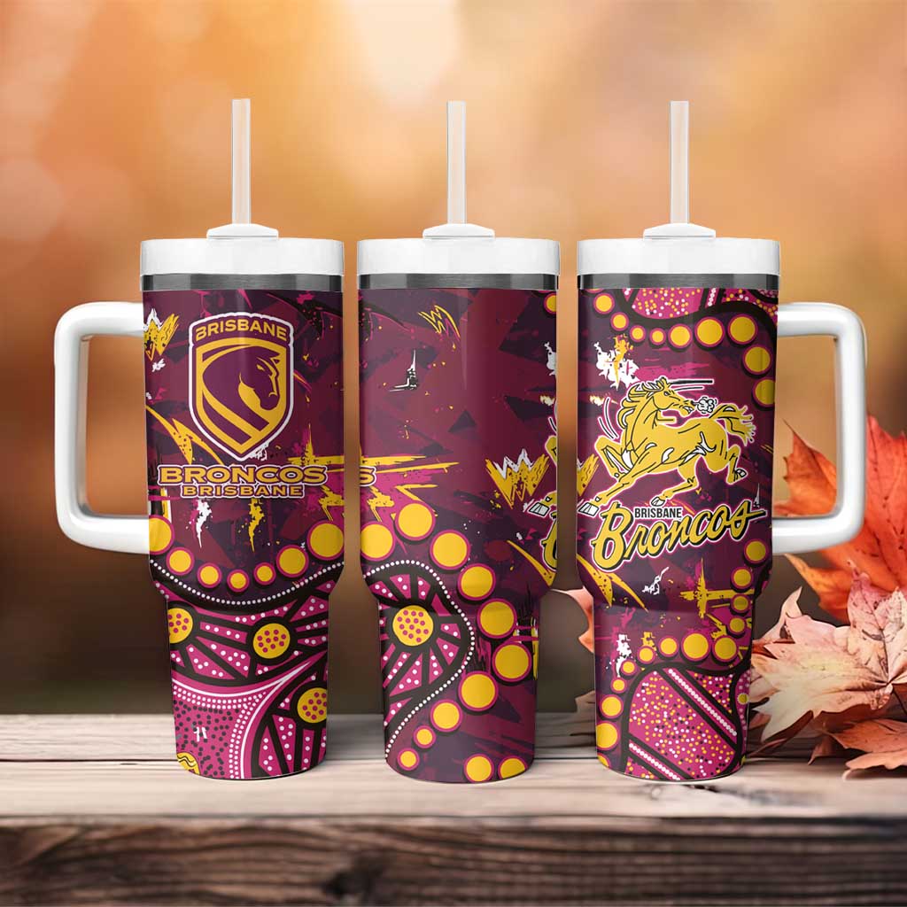 Brisbane Broncos Tumbler With Handle Aboriginal Pattern with Graffiti Style Design